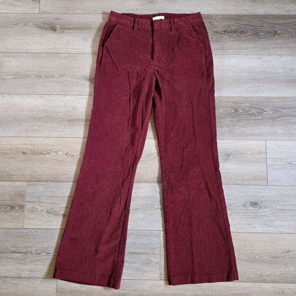 Outerknown Corduroy Womens Pants Bootcut Burgundy Organic Cotton Blend Size 10